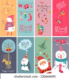 Christmas banners with funny characters