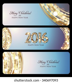 Christmas banners, Golden lights background