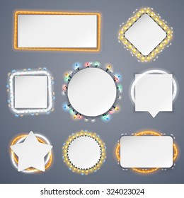 Christmas Banners With Lights Decorations Set for Celebratory Design. Used pattern brushes included.