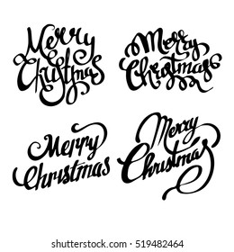 Christmas banners. Merry Christmas handwritten calligraphy font. Christmas card. Merry Christmas hand written font.