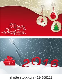 Christmas banners red and blue