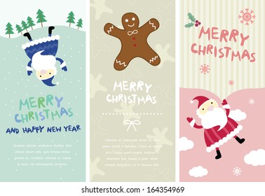 Christmas banners with Santa and gingerbread
