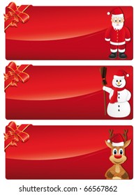 christmas banners with Santa-Claus, snowman and reindeer