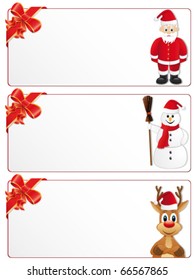 christmas banners with Santa-Claus, snowman and reindeer