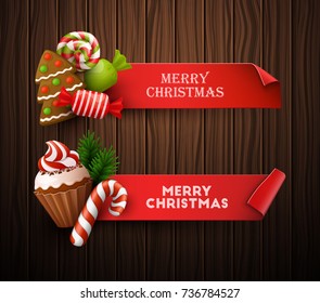 Christmas banners set. Vector illustration. 