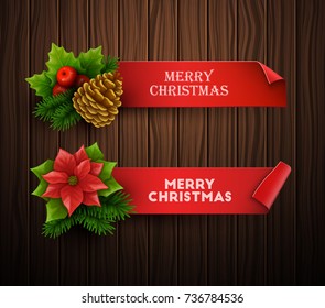 Christmas banners set. Vector illustration. 