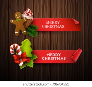 Christmas banners set. Vector illustration. 