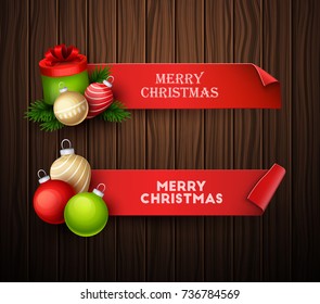 Christmas banners set. Vector illustration. 