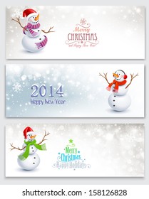 Christmas banners with snowmen