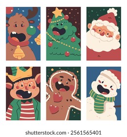 Christmas banners vector cartoon set isolated on a white background.