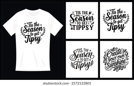 Christmas bar typography poster: tis the season to be tipsy t-shirt bundle design