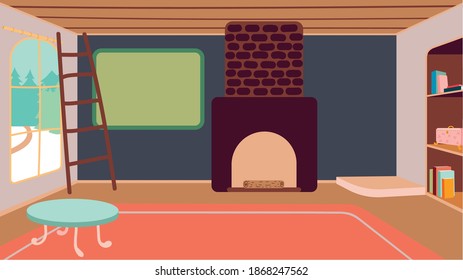 Interior básico de Navidad con ventana