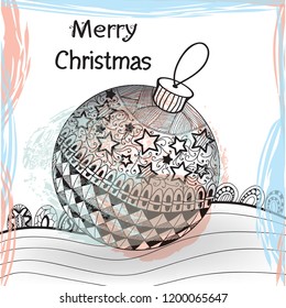 Christmas bauble background. Seasonal winter decoration. vector illustration. Hand drawn xmas tree balls. Christmas and new year holiday bauble decorations