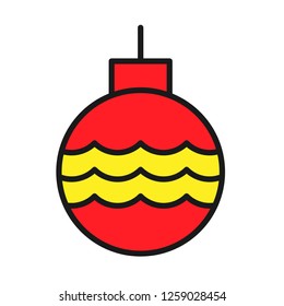 Christmas bauble ball linear icon. New year tree toy vector sign. Hanging xmas bauble toy ball icon. Christmas ball icon. Decorative tree toy vector symbol. Colored icon