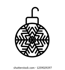 Christmas bauble ball linear icon. New year tree toy vector sign. Hanging xmas bauble toy ball icon. Christmas ball icon. Decorative tree toy vector symbol. 