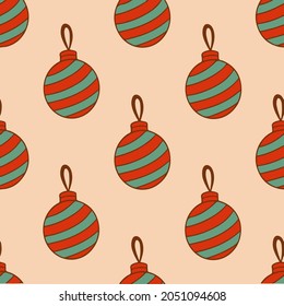 Christmas Bauble Ball Ornament Pattern Background. Social Media Post. Christmas Decoration Vector Illustration.
