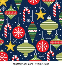 Motif du bauble, de la canne et de l'ornement de Noël pour carte de voeux ou enveloppement cadeau