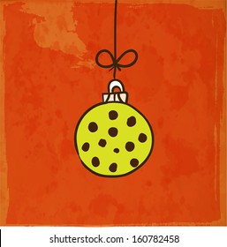 Christmas Bauble. Cute Hand Drawn Vector Illustration, Dirty Paper Texture Background