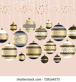 Christmas bauble decor vector pattern vector illustration. New Year and Xmas and  ornament motif for card, invitation, poster, header. Xmas vector decor. Winter holiday decoration
