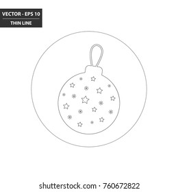 Christmas - bauble decoration thin line flat icon. Vector Illustration.