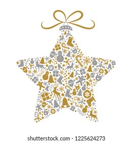 Christmas bauble with decorative ornaments. Vector.