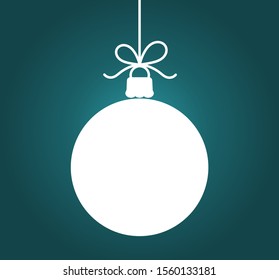 Christmas bauble hanging ornament on dark blue background. Vector illustration.