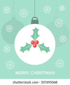 Christmas bauble with holly berry. Vector illustration