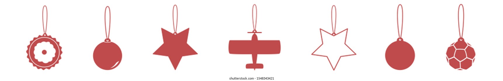 Christmas Bauble Icon Red | Xmas Ball Ornaments | Variations