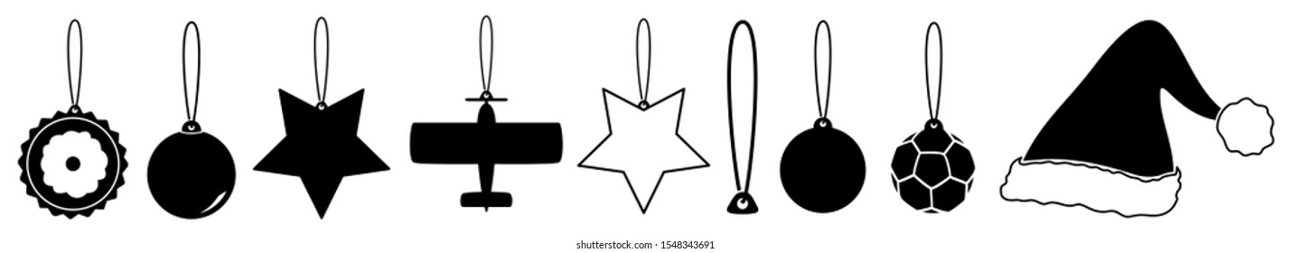 Christmas Bauble Icon | Xmas Ball Ornaments | Black Variations