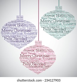 Christmas bauble made from "Merry Christmas" in different languages in vector format.