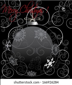 christmas bauble on black background