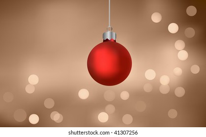 Christmas Bauble On Blurry Lights (Vector)