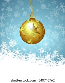 Christmas Bauble on a Snowflake Background Card - Merry Christmas