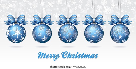 Christmas Bauble on a Snowflake Background Card - Merry Christmas