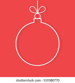 Christmas bauble ornament outline shape on red background. Vector illustration