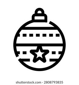 Christmas bauble ornament with a star and dashed line pattern representing holiday spirit, winter celebration, and festive decoration for the upcoming season