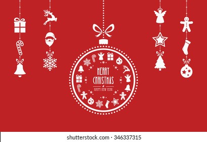 christmas bauble ornaments red background