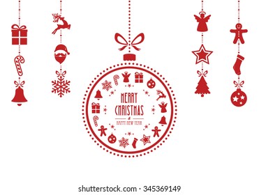 christmas bauble ornaments red isolated background