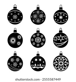 Christmas bauble ornaments silhouette illustration vector