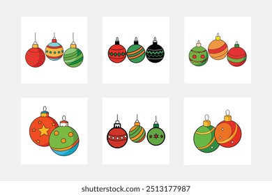 Christmas bauble ornaments silhouette vector
