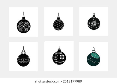 Christmas bauble ornaments silhouette vector