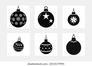 Navidades adornos de adornos de chuchería Vector de silueta