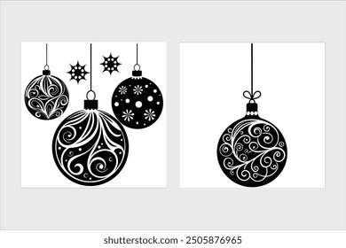 Navidades adornos de chuchería icono de Vector.