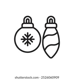 Navidades Ilustración vectorial de iconos de contorno de chuchería