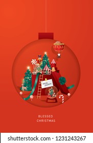 christmas bauble paper cut out
greetings template vector/illustration