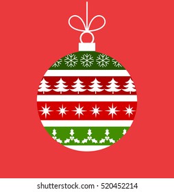 Christmas bauble with pattern ornament illustration