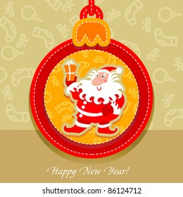 Christmas bauble, postcard santa claus, vector design element