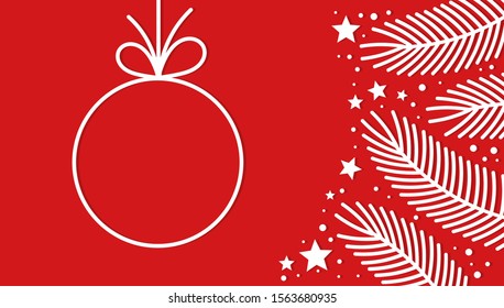 Christmas bauble red card background. Vector illustration.