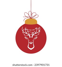 Christmas bauble with reindeer. Vector illustration to use as a Christmas card or for other projects.