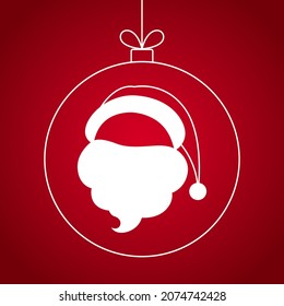 Christmas bauble with Santa Claus face. Vector illustration.